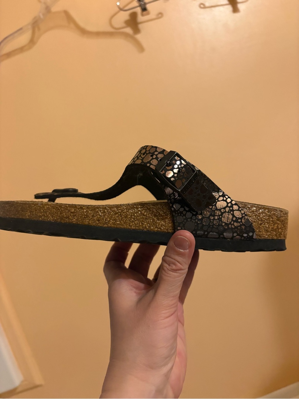 Birkenstock Gizeh Metallic Speckled Thong Sandals in Black & Silver - Picture 9 of 10